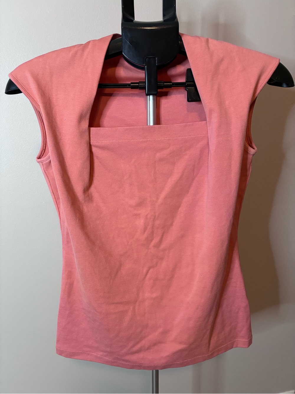 Coral Pink Sleeveless Cowl Neck Open Back Stretch Top Y2K